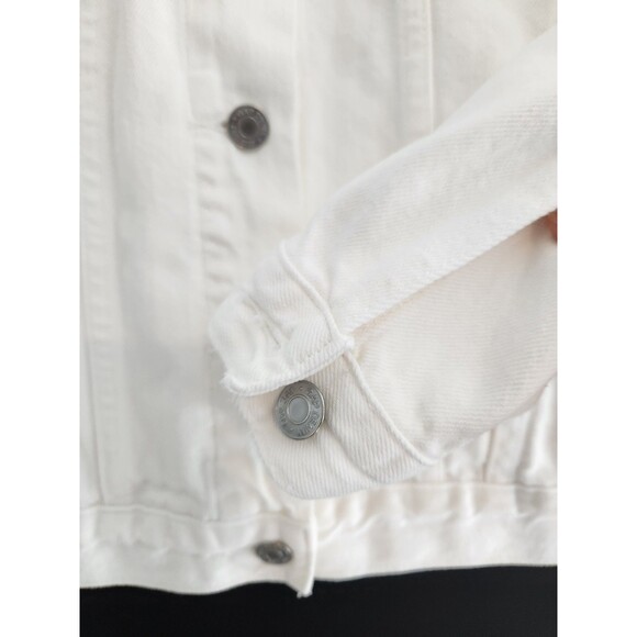 Gap Womens Optic White Denim Jacket Medium Long Sleeved Pockets Classic Y2K - Picture 4 of 8